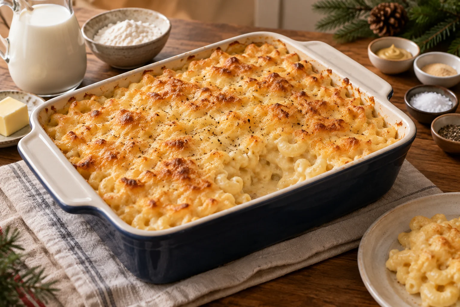 Feestelijke macaroni met kaas uit de oven