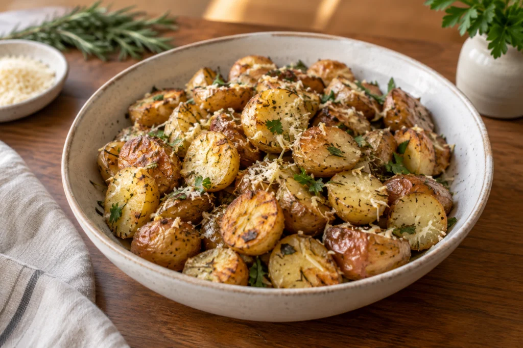 Geroosterde aardappelen met knoflook en Parmezaan