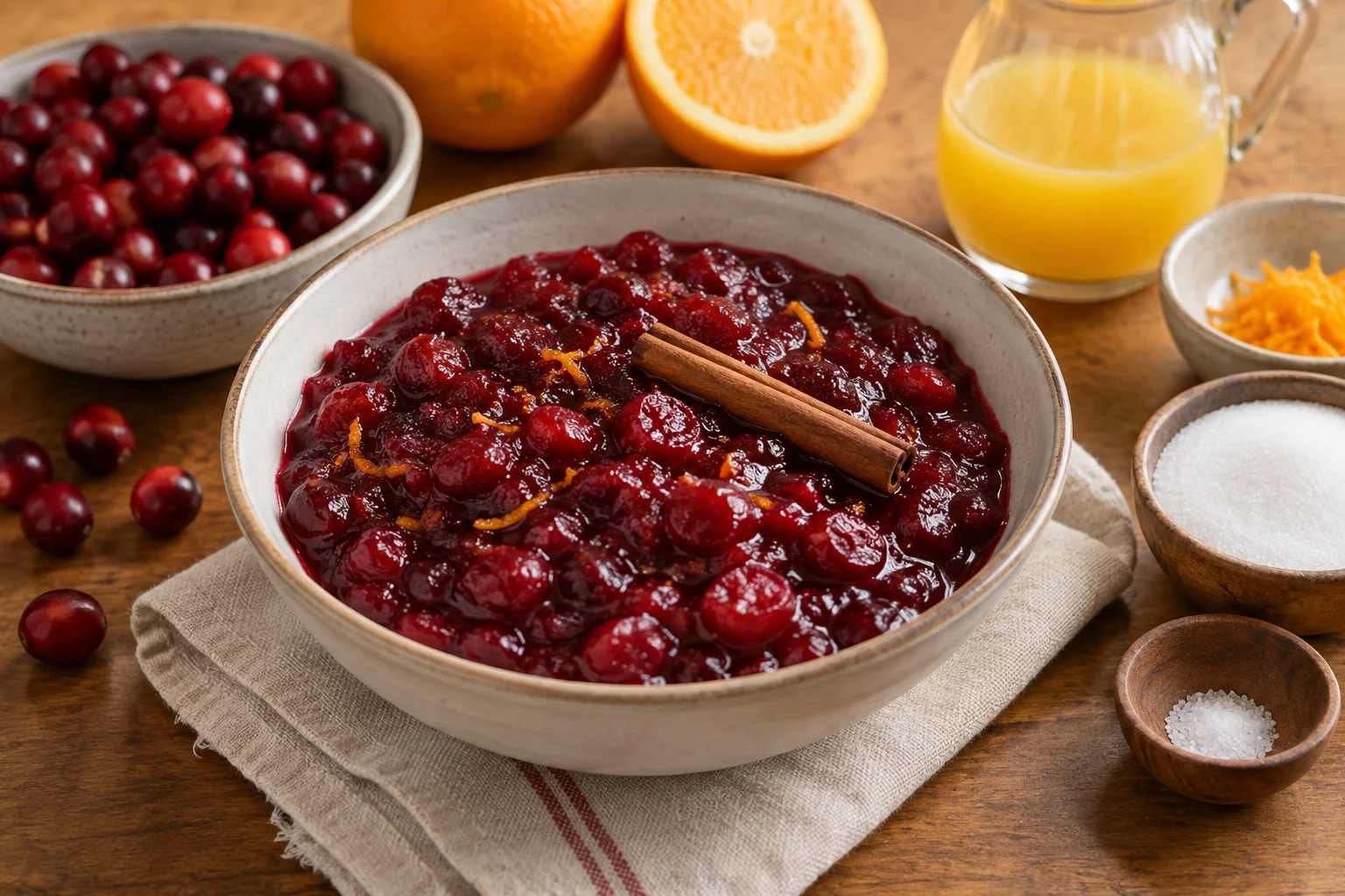Zelfgemaakte cranberrysaus met sinaasappel